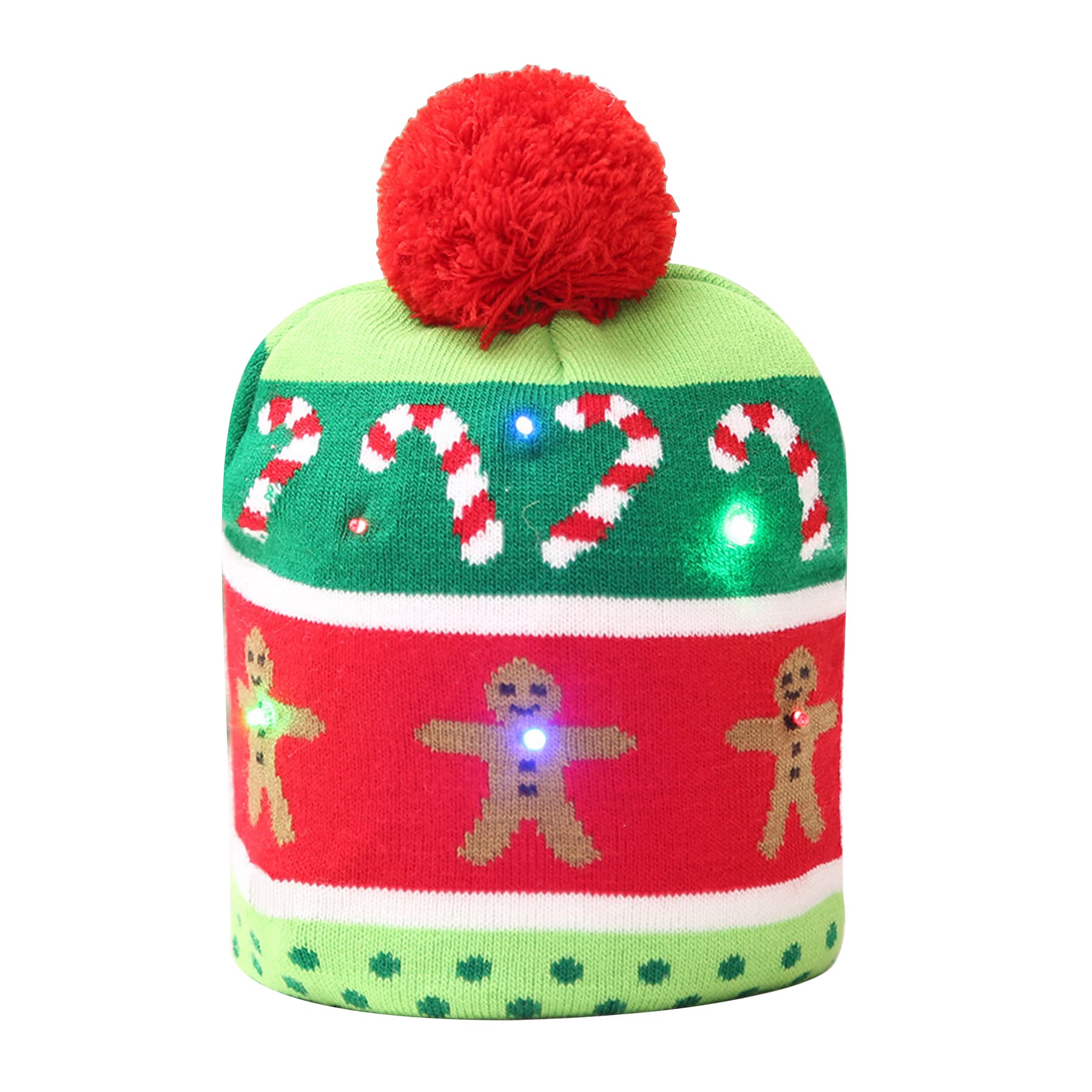 LED Christmas Kintted Beanie Cap with Pom thumbnail 7