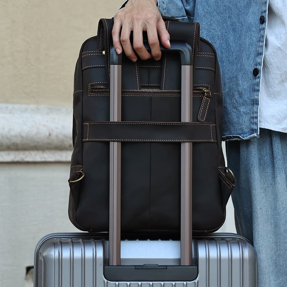 Genuine Vintage Leather Backpack For Men 15.6″ Laptop Bag thumbnail 2