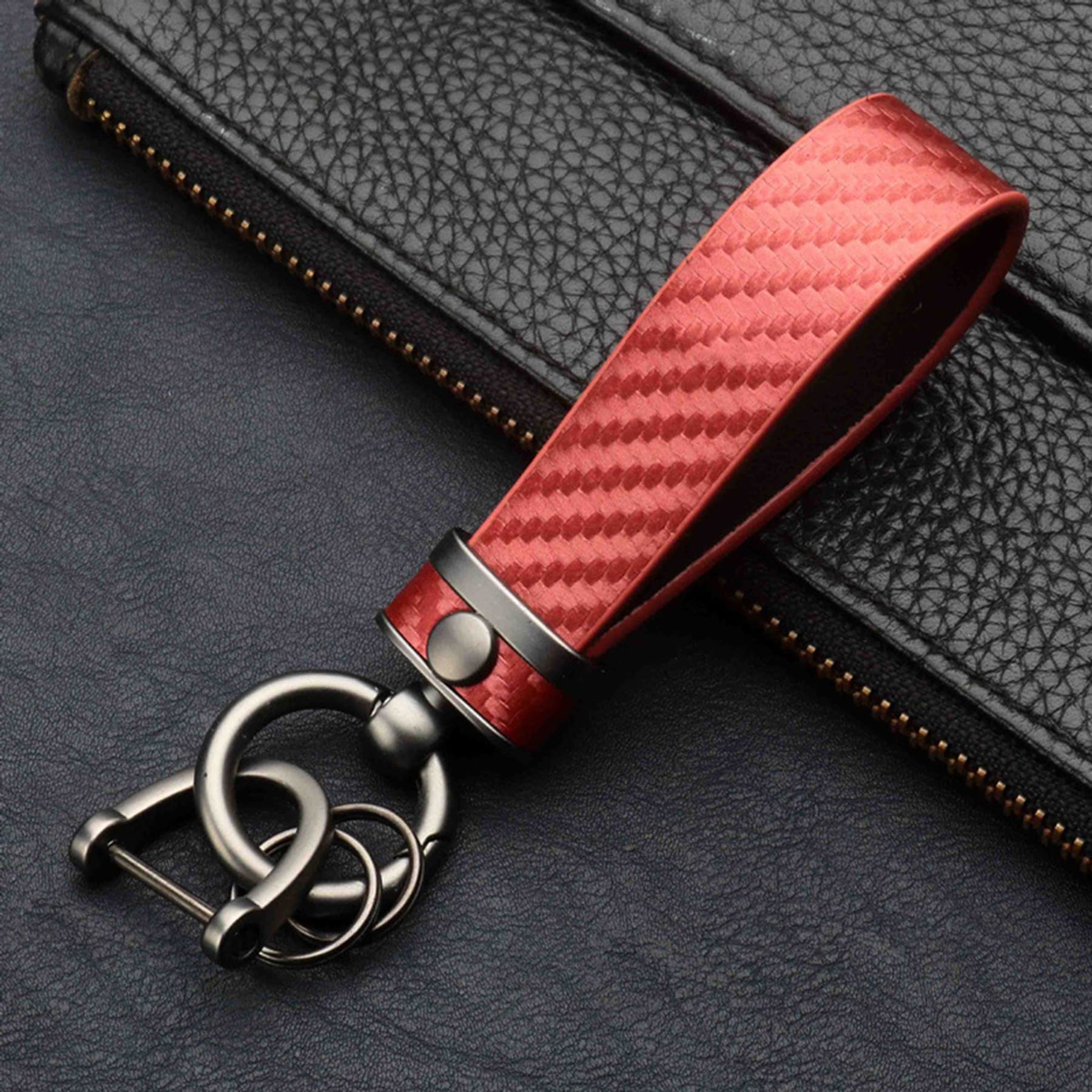 Carbon Fiber Leather Metal Car Keychain thumbnail 7