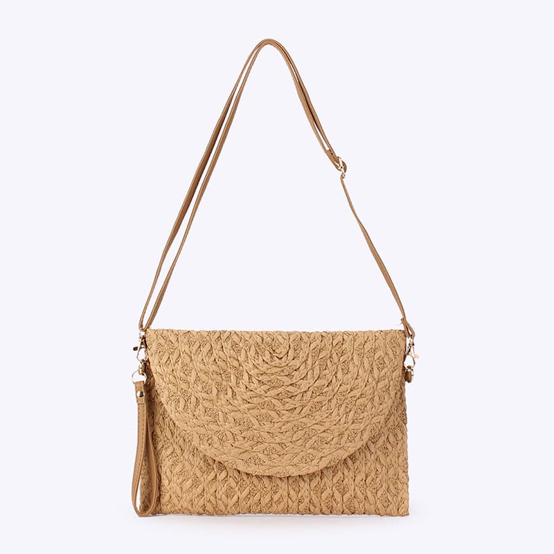 Natural Straw Bag Hand Woven Round Handle Handbags Retro thumbnail 2