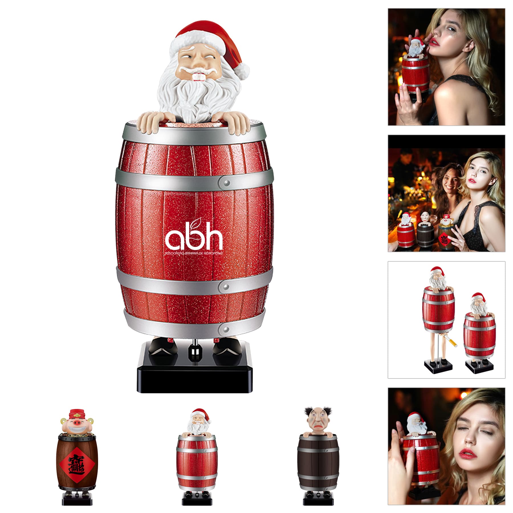 Funny Creative Spoof Santa Claus Wooden Barrel Cigarette Box