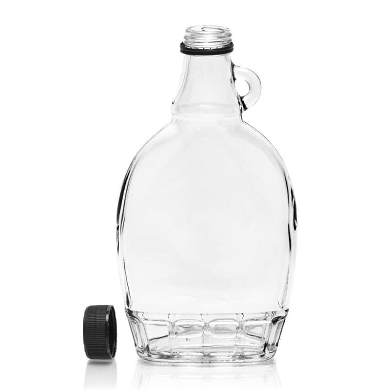 Clear Glass Syrup Bottles W/B Ribbed Lined Cap thumbnail 6