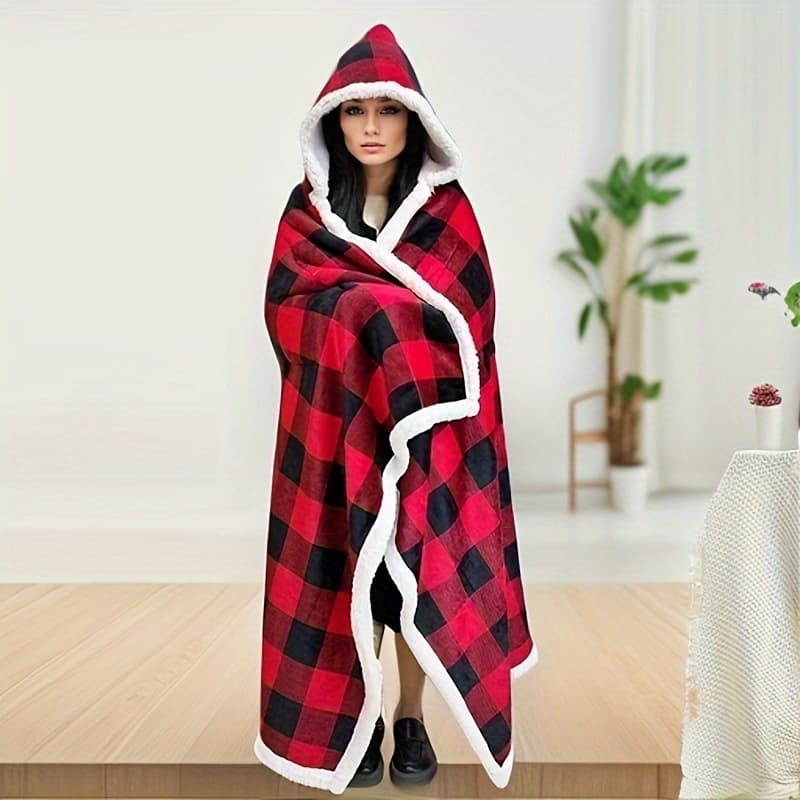 Wearable Cuddle Wrap Blanket, Warm Soft Hooded Poncho thumbnail 4