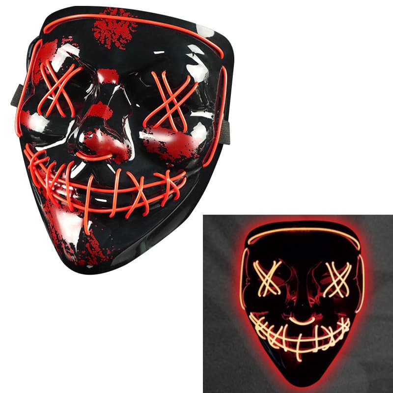 Scary LED Halloween Mask Cosplay Light Up for Men Women Kids thumbnail 4