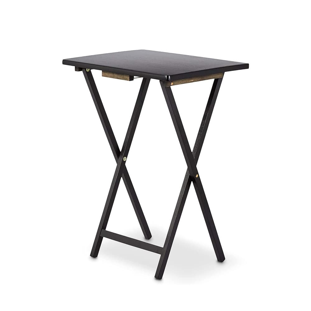 Basics Classic Tv Dinner Folding Trays With Storage Rack