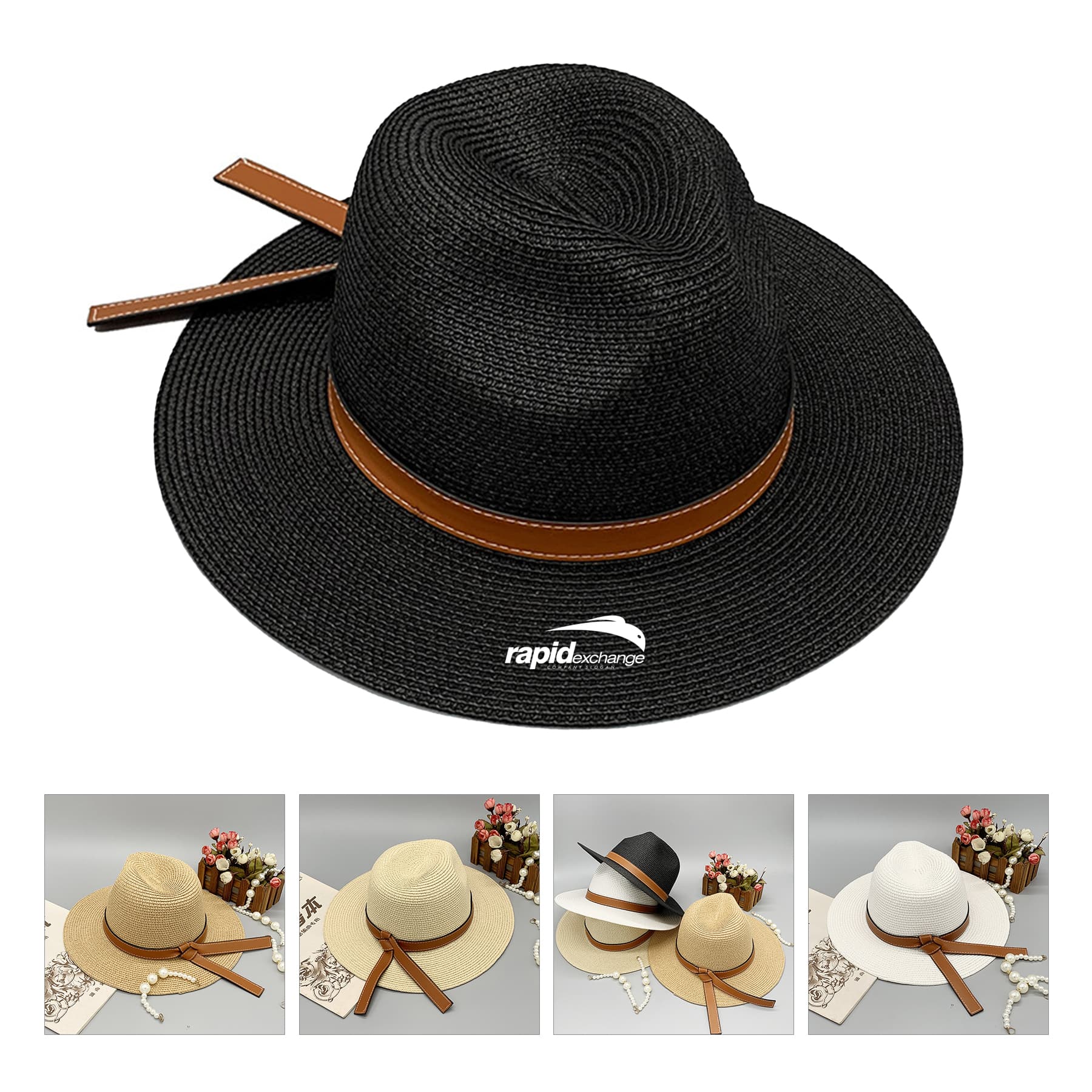 Sun Protection Panama Hat With Leather Strap