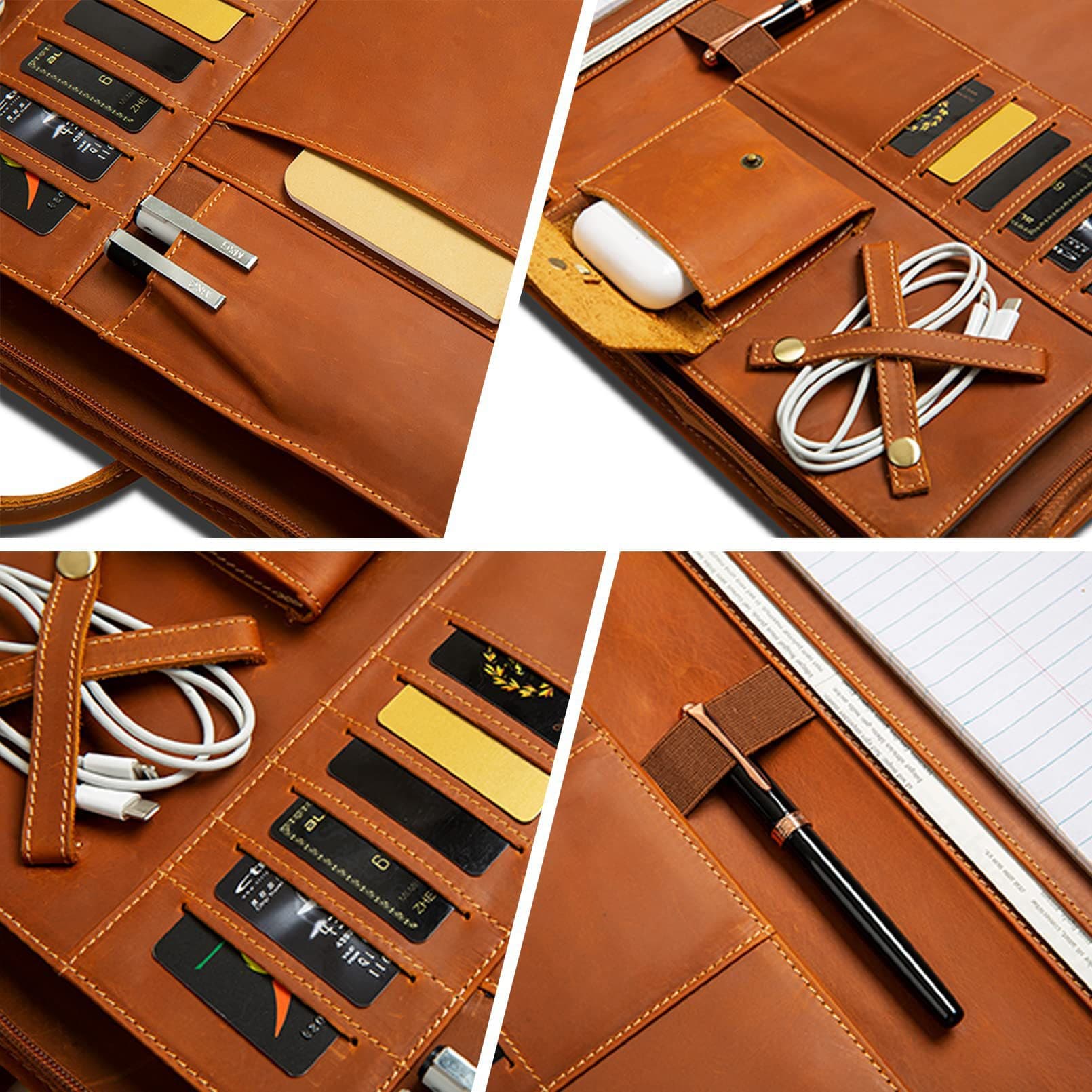 Personalized Genuine Leather Portfolio with Handle thumbnail 5