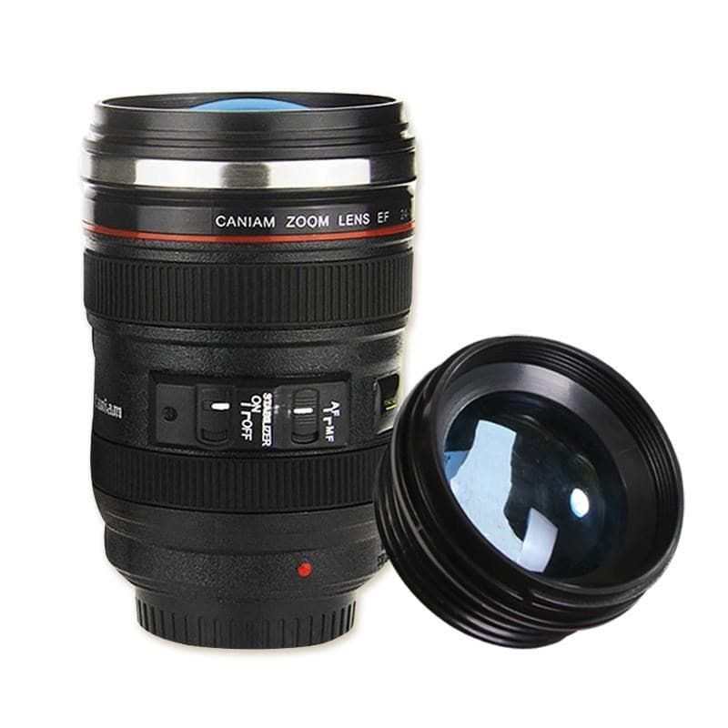 Stainless Steel Camera Lens Coffee Mug With Lid thumbnail 2