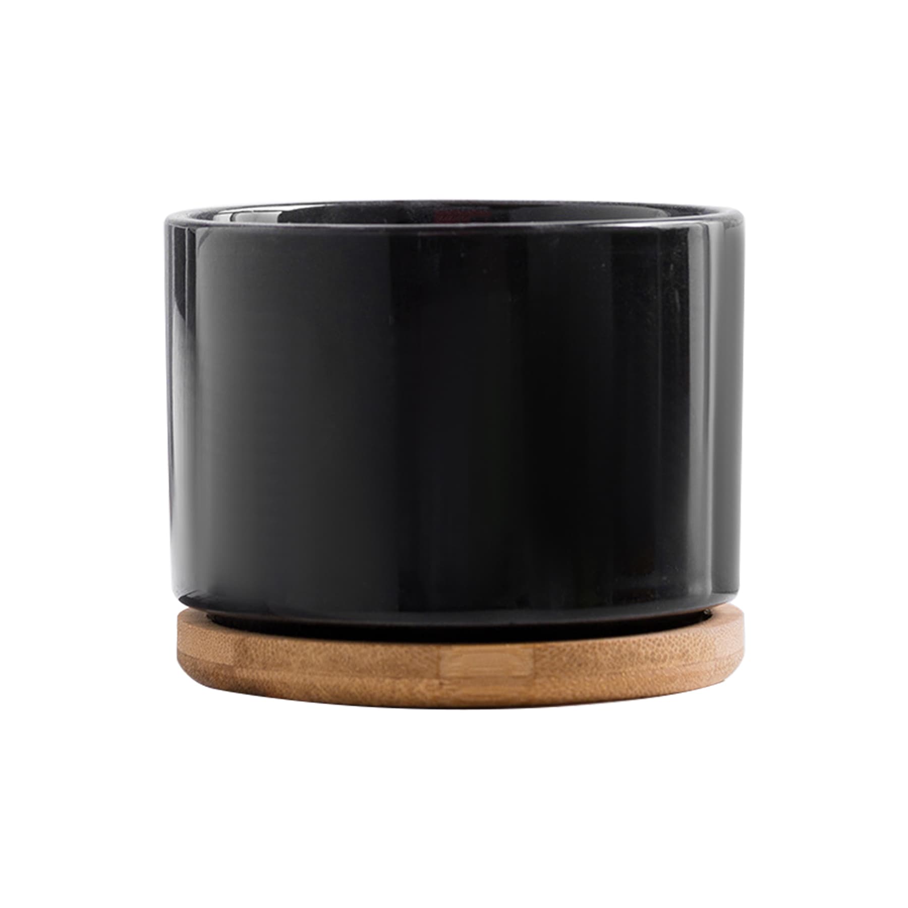 Ceramic Flower Planter Pot with Bamboo Tray thumbnail 3