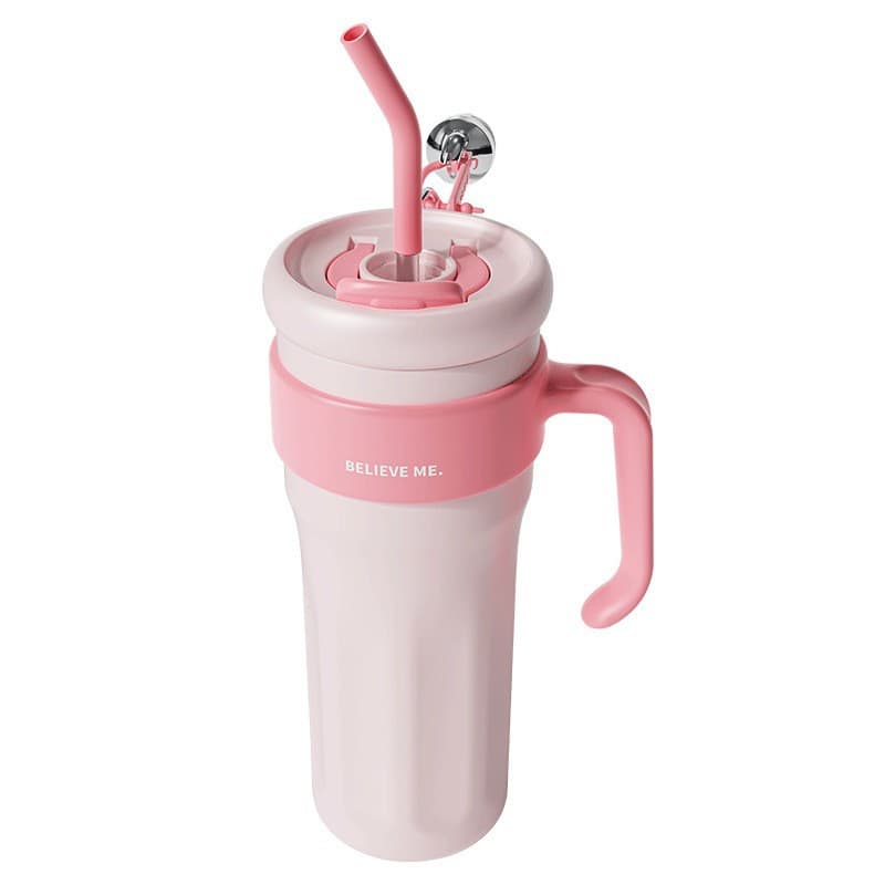 42oz Reusable Stainless Steel Straw Handle Tumbler
