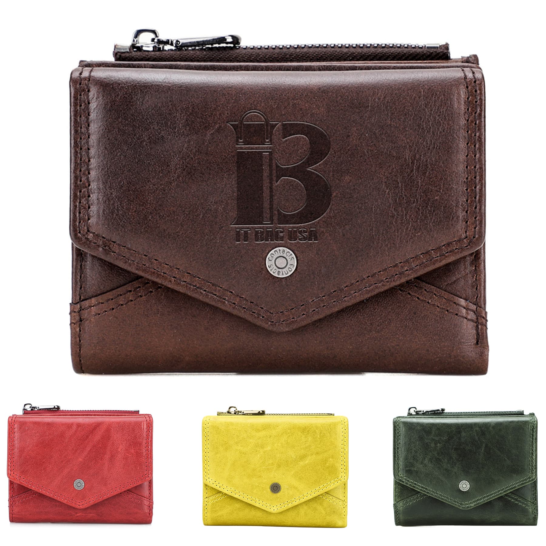 Genuine Leather RFID Anti-thief Zippered Wallet