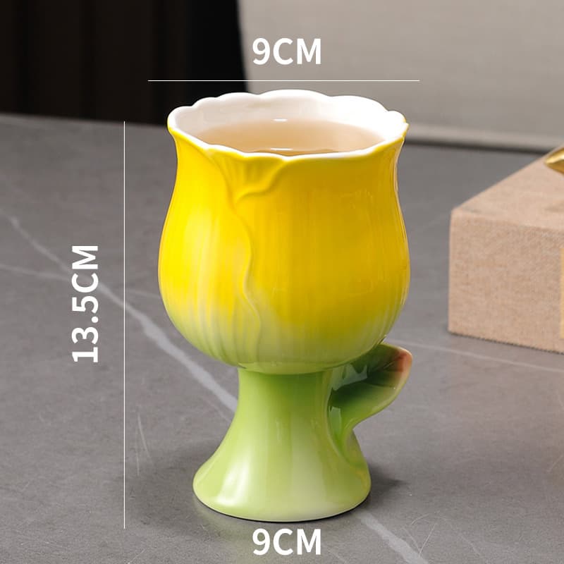 Flower Vintage Wine Goblet Ceremic Glasses