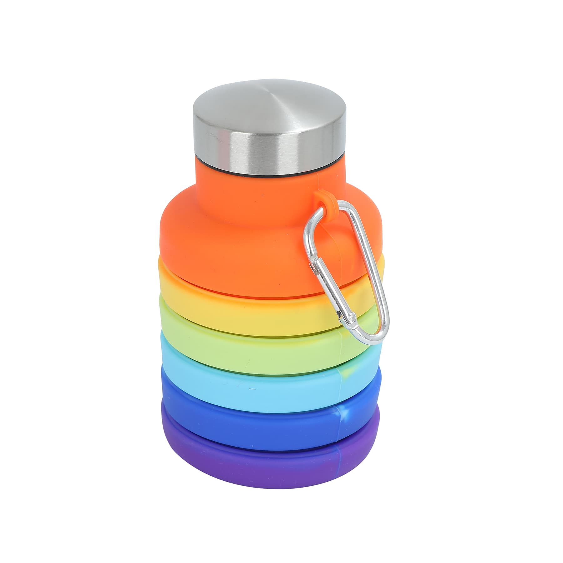 17 oz Collapsible Silicone Water Bottle w/ Carabiner thumbnail 5