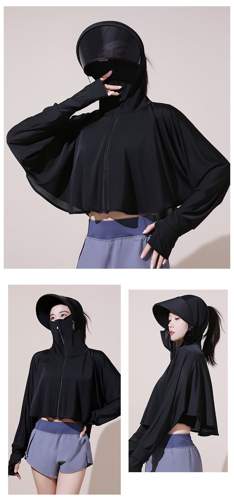 Sun Protection Outdoor Hoodie With Face Mask