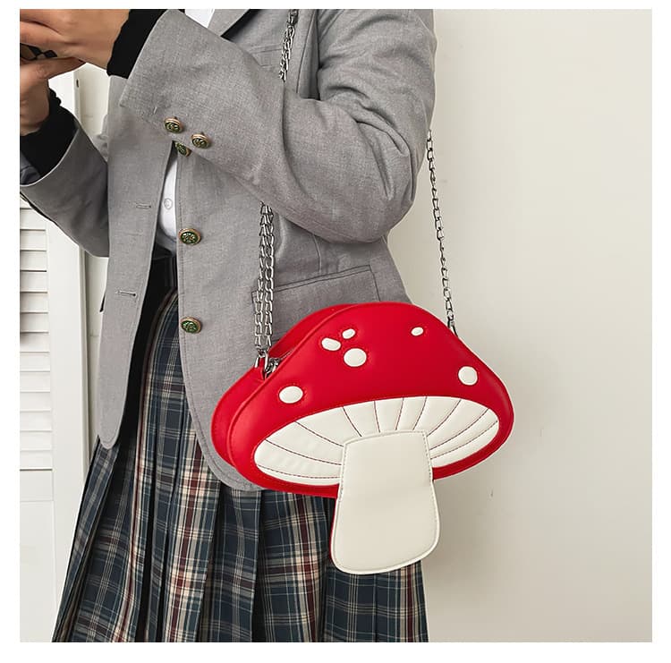 Youngy Women Mushroom Shape PU Leather Shoulder Bag