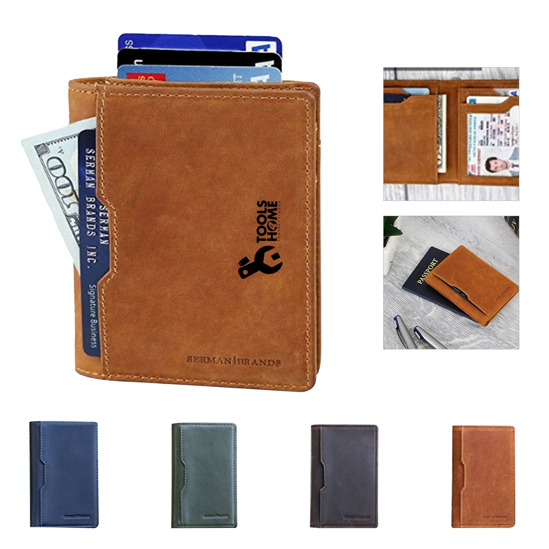 Front Pocket Minimalist Leather Slim Wallet RFID Blocking