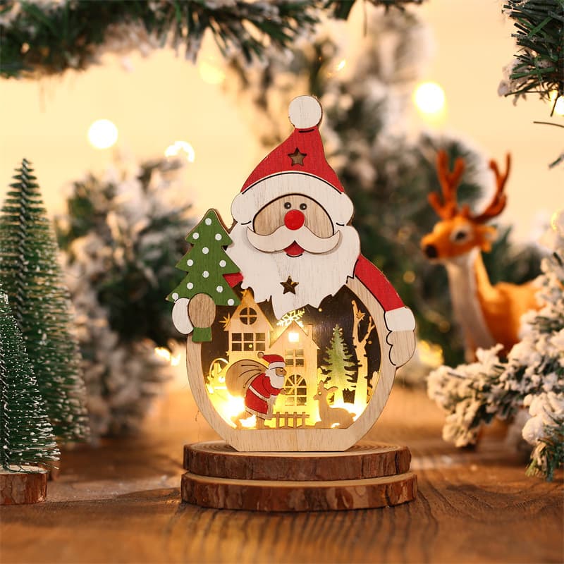 Christmas Wood Cutouts Pendants With Led Lights thumbnail 5
