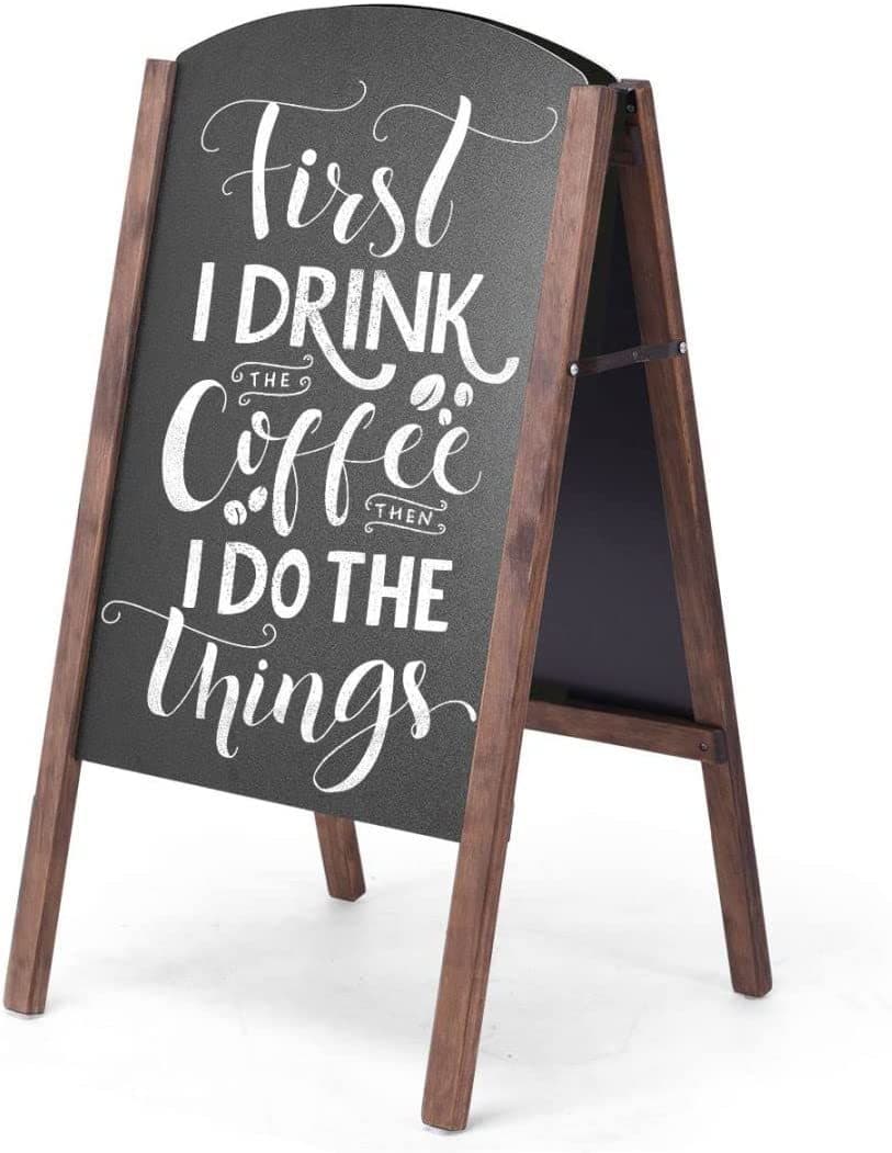 Wood Double-Sided Standing A-Frame Sidewalk Chalkboard Sign thumbnail 2