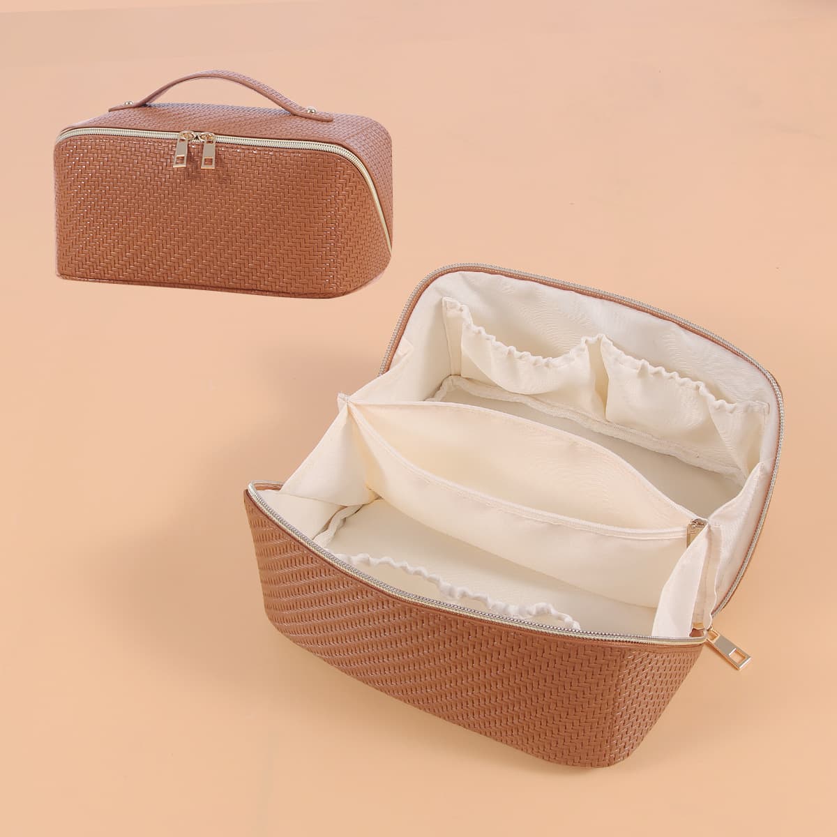 Makeup Bag, Pu Leather Waterproof Women Portable