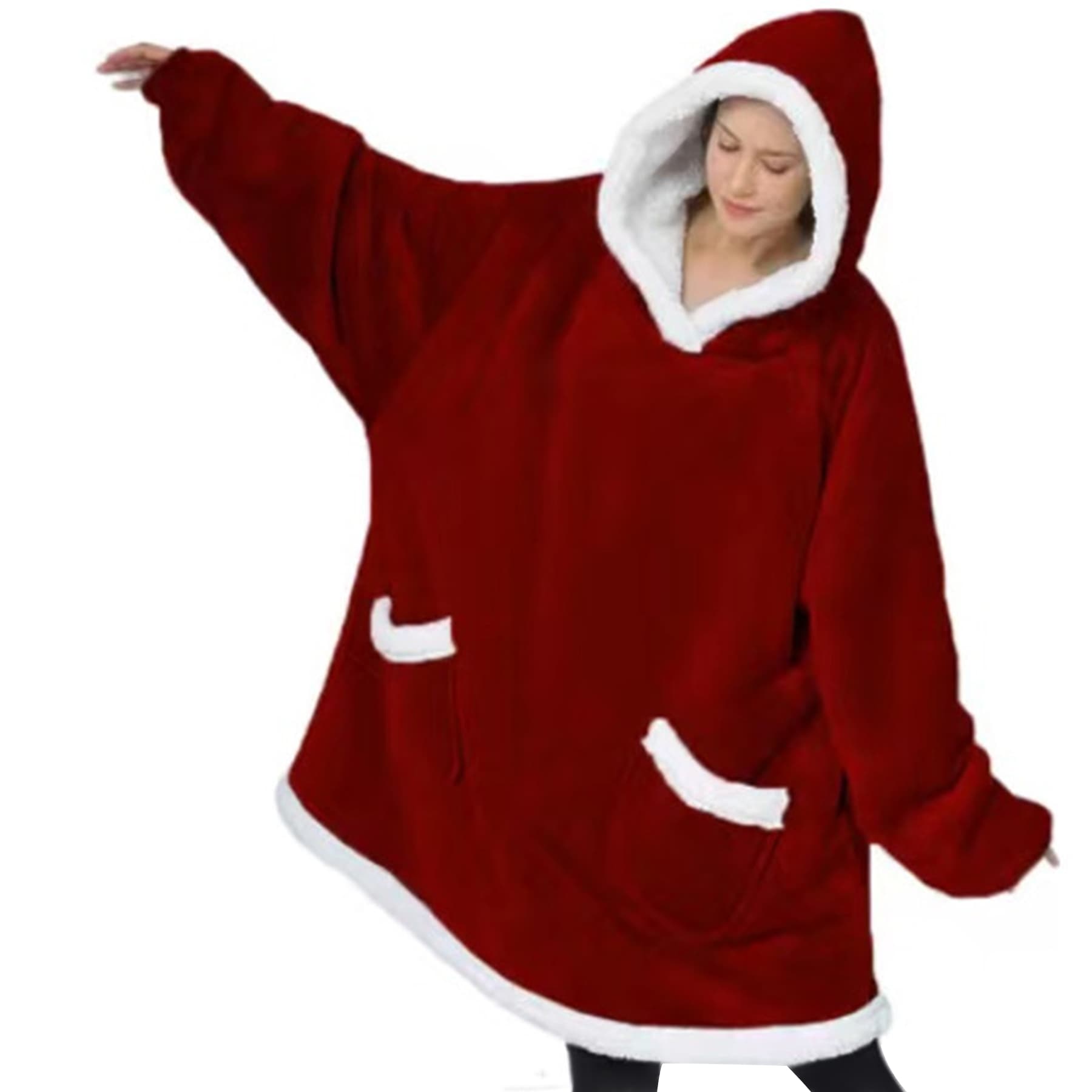 Wearable Fleece Hooded Blanket with Pocket thumbnail 4