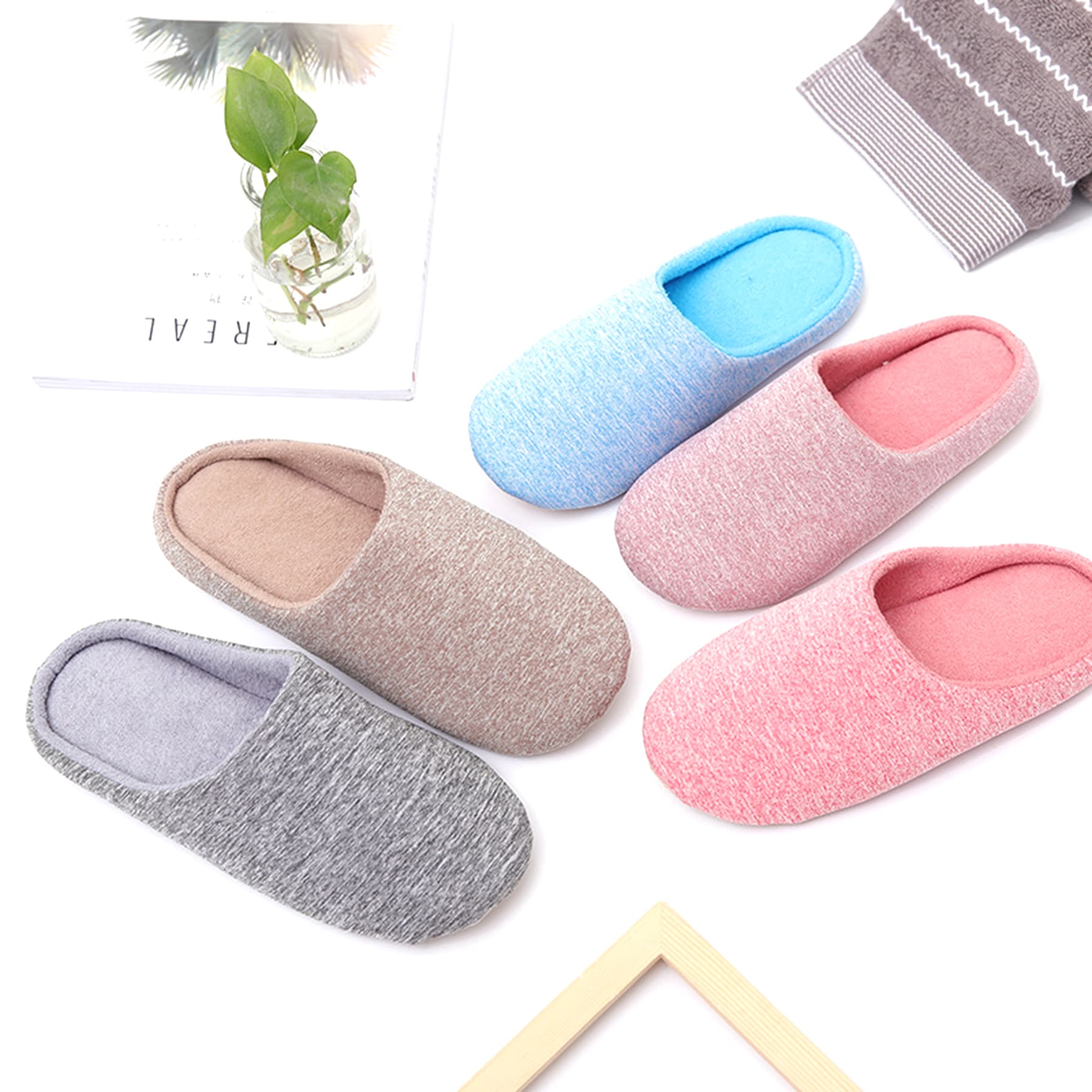 Cotton slippers with memory foam and soft sole thumbnail 8