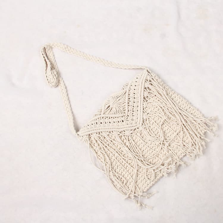 Jute Straw cotton tassel shoulder cross-body bag thumbnail 6