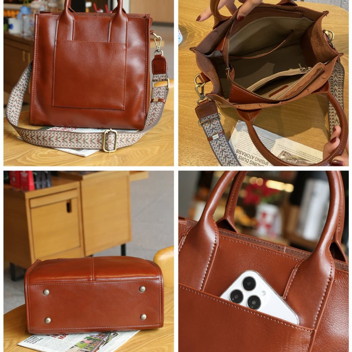 Vegan Leather Simple Vintage Shoulder Retro Handbag thumbnail 4