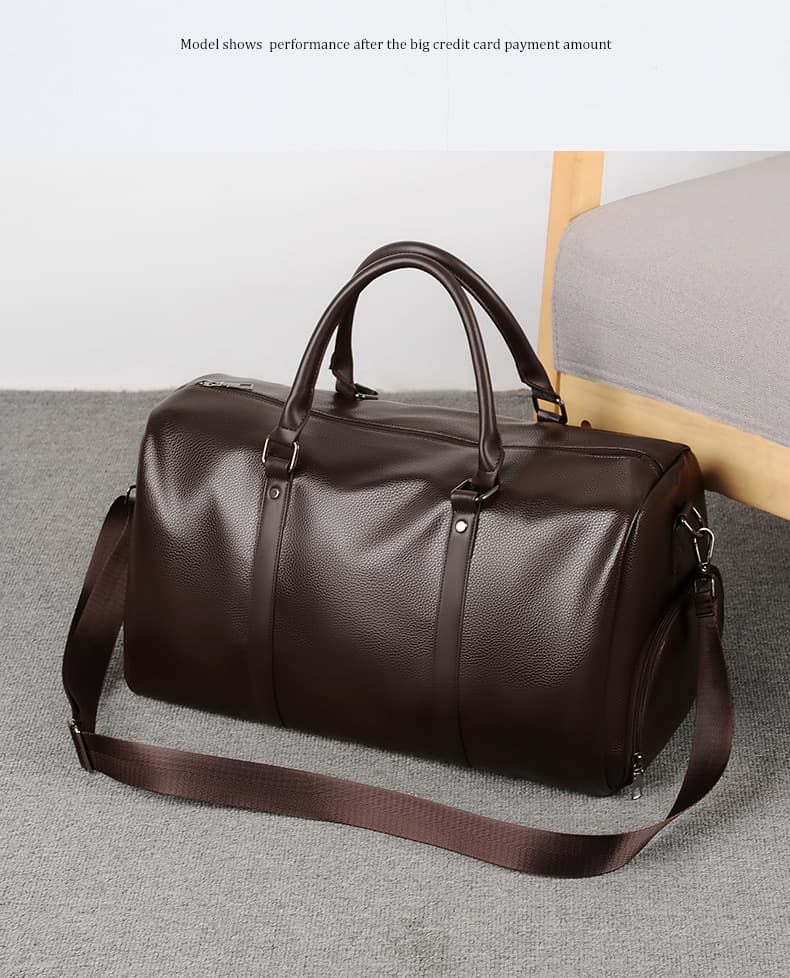 Genuine Leather Sport Gym Duffle Travel Bag thumbnail 2