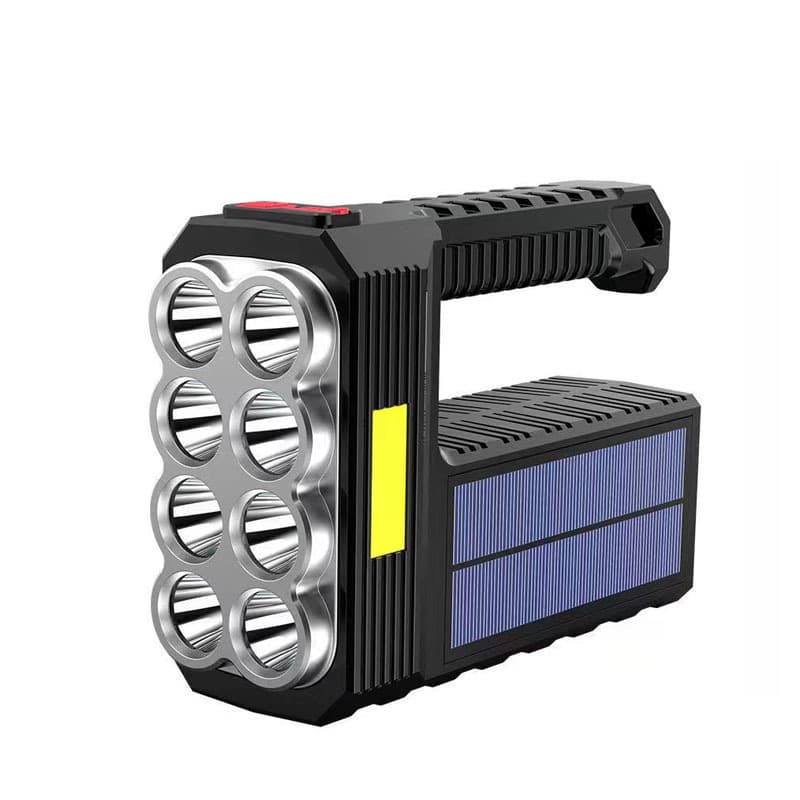 Solar Rechargeable Flashlight With Cob Sidelight