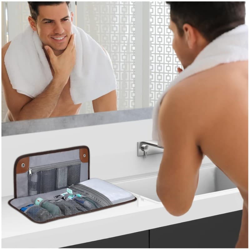 Custom Compact Toiletry Bag for Men with All-Over Printing
