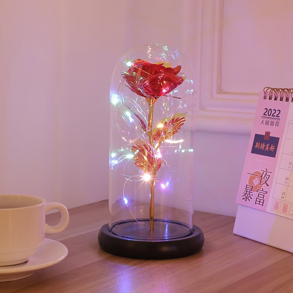 Colorful Artificial Rose Gift W/ Led String Lights