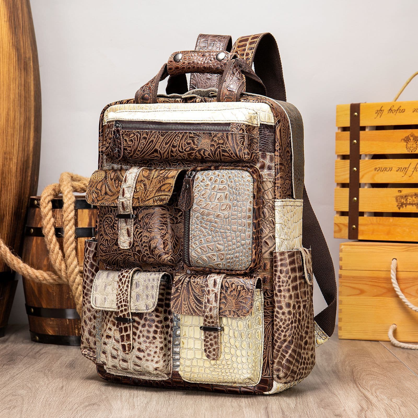 Retro Leather Travel Backpack thumbnail 6