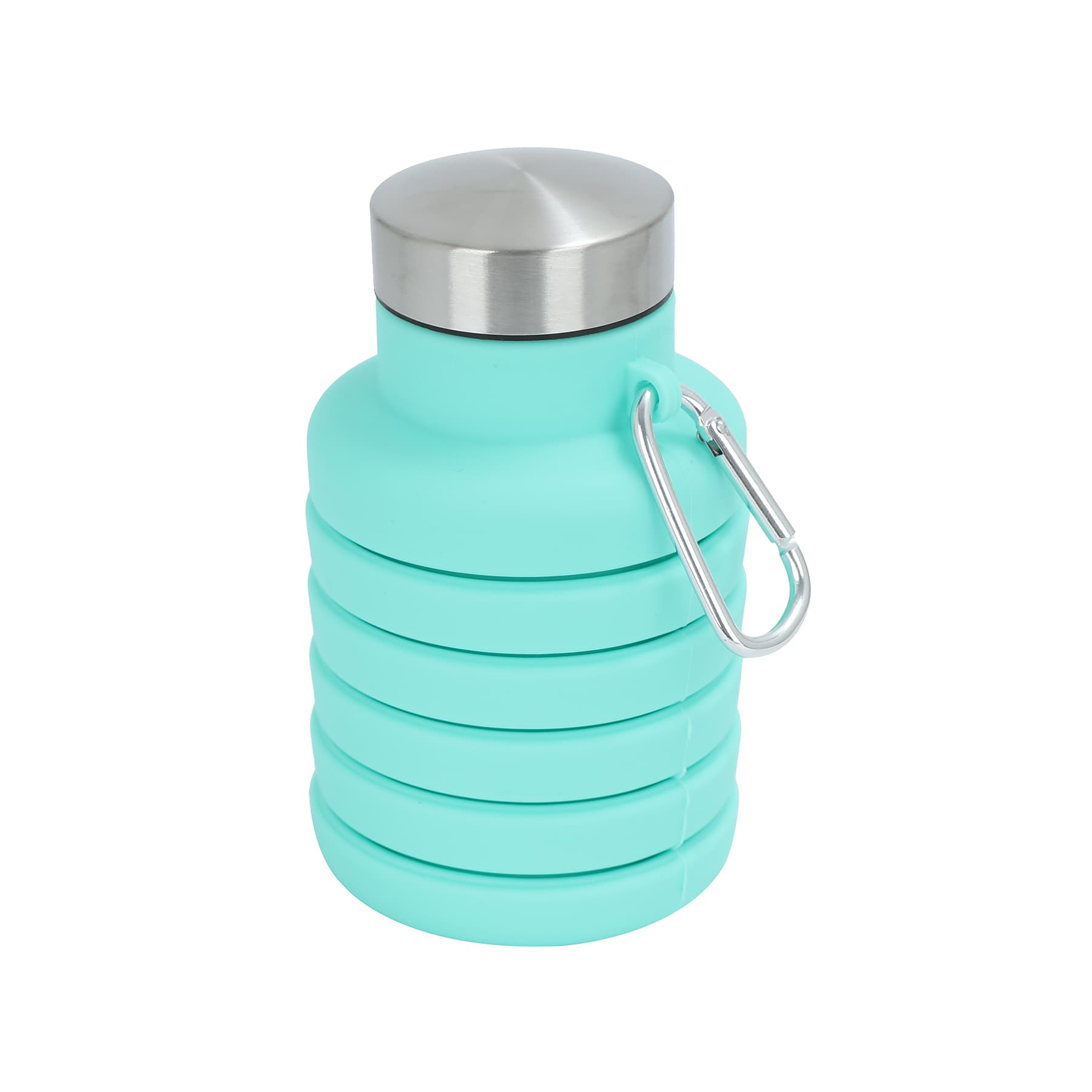 17 oz Collapsible Silicone Water Bottle w/ Carabiner thumbnail 4