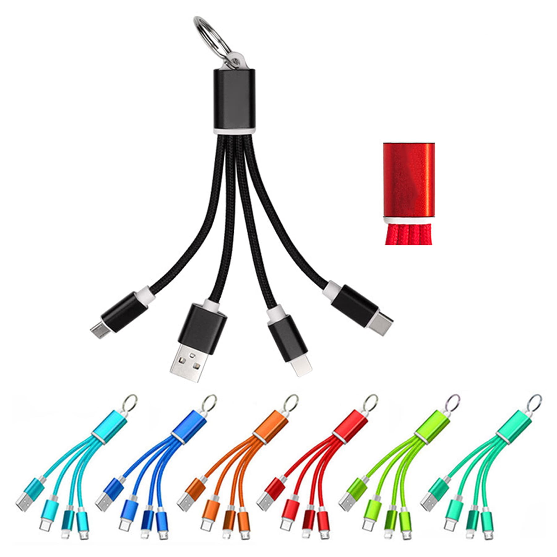 Multi phone charger cord 3-in-1 charging cable W/ ring thumbnail 8