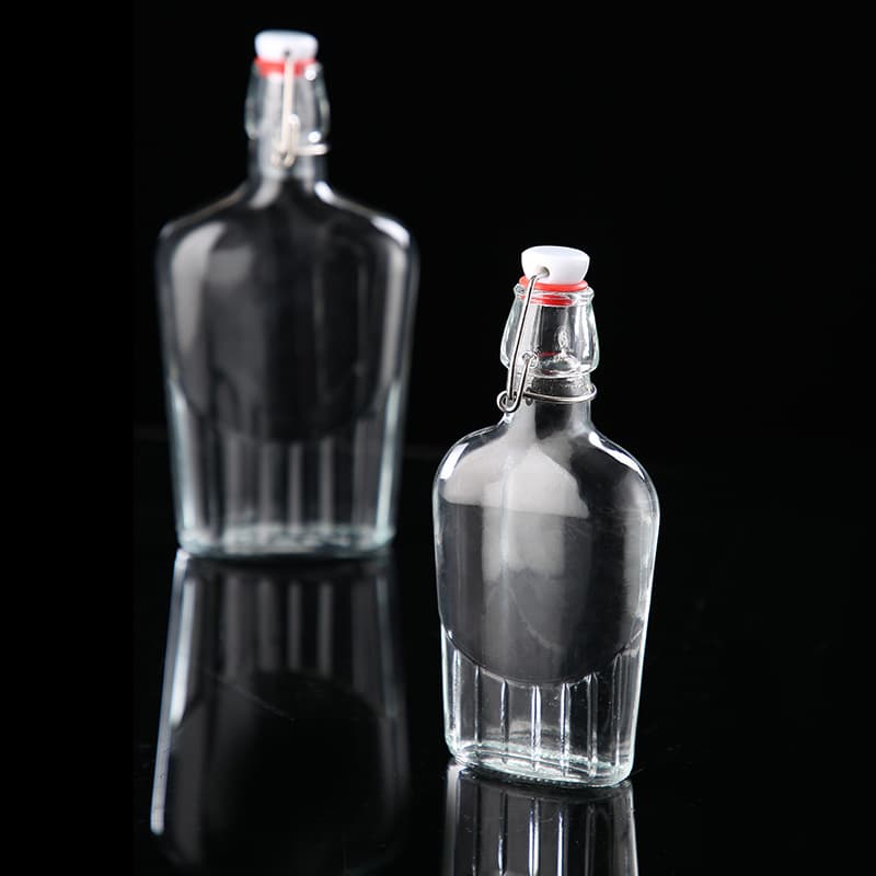 Swing Top 17 Ounce Flask Clear Glass Bottle Bormioli Rocco