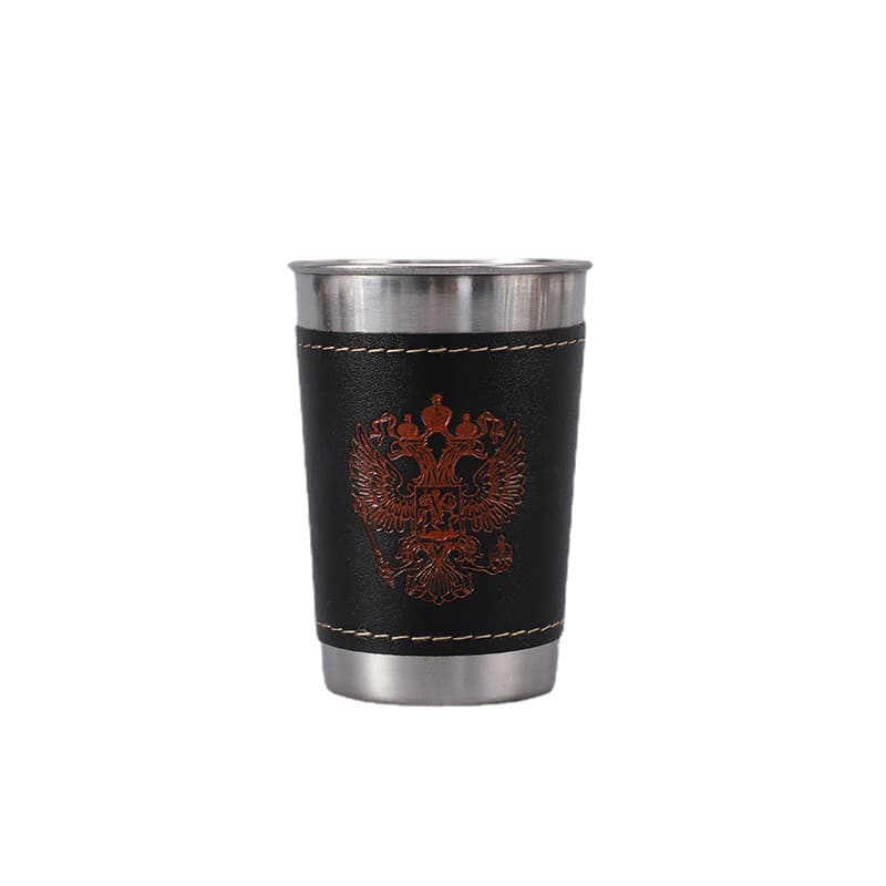 5.7oz Portable Stainless Steel Cups Set With Leather Cover thumbnail 8