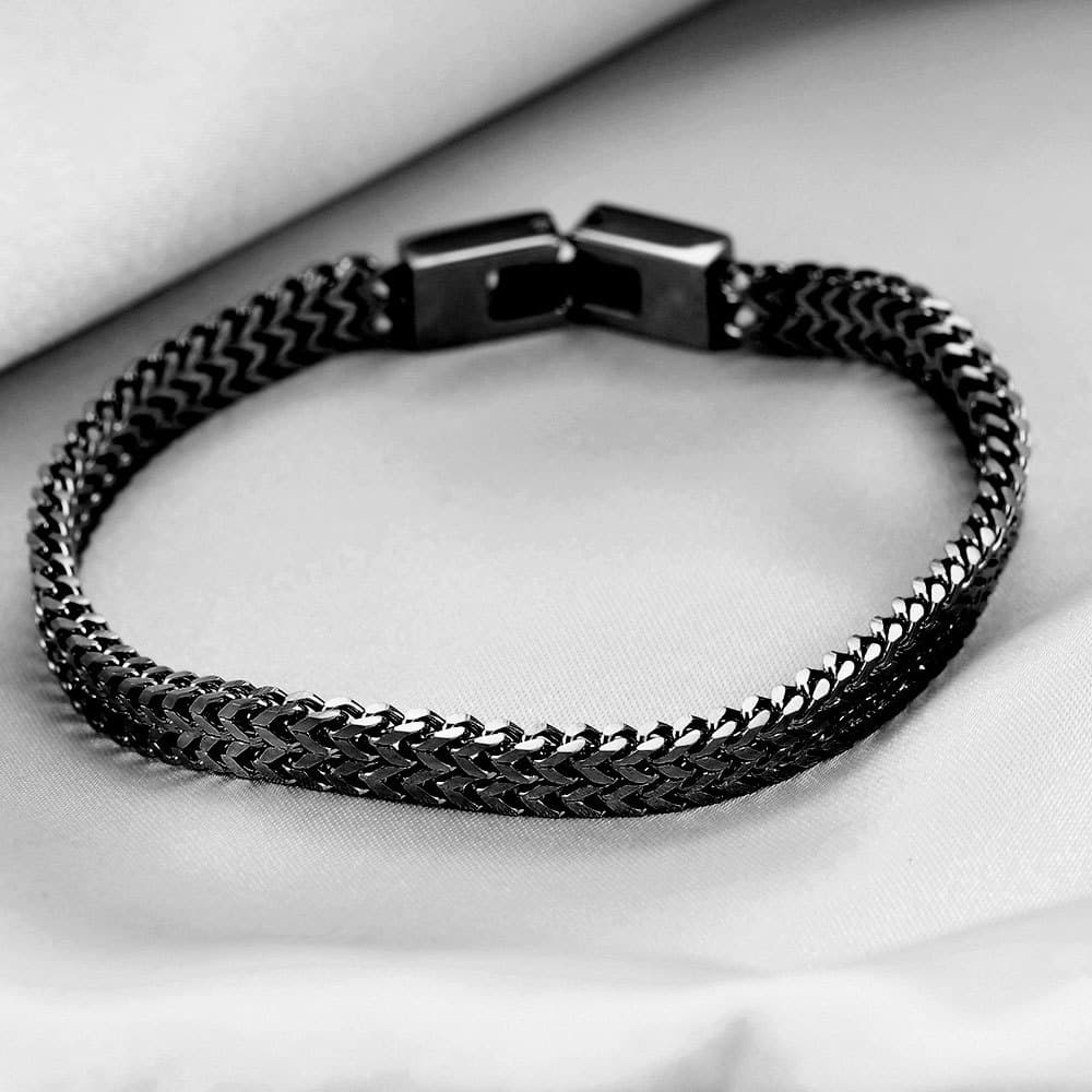 Men’S Stainless Steel Double Franco Chain Bracelet thumbnail 2