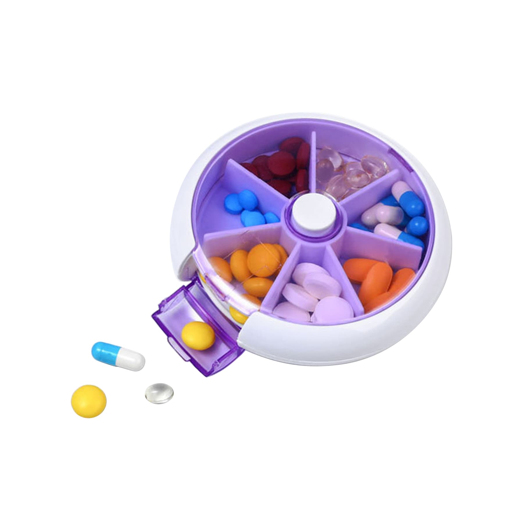 Rotatable 7-Slot Round Pill Box Medicine Case thumbnail 3