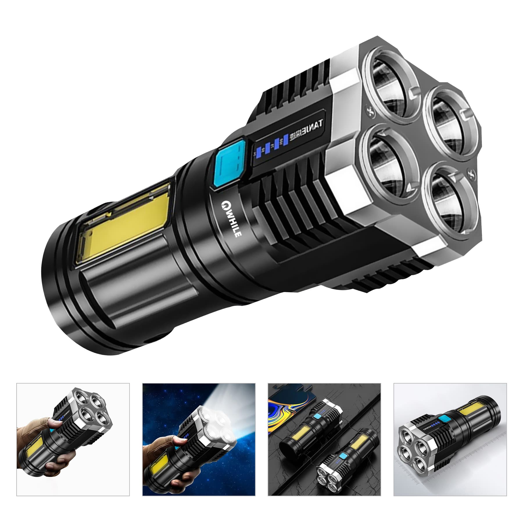 Outdoor LED Portable Home USB Rechargeable Flashlight