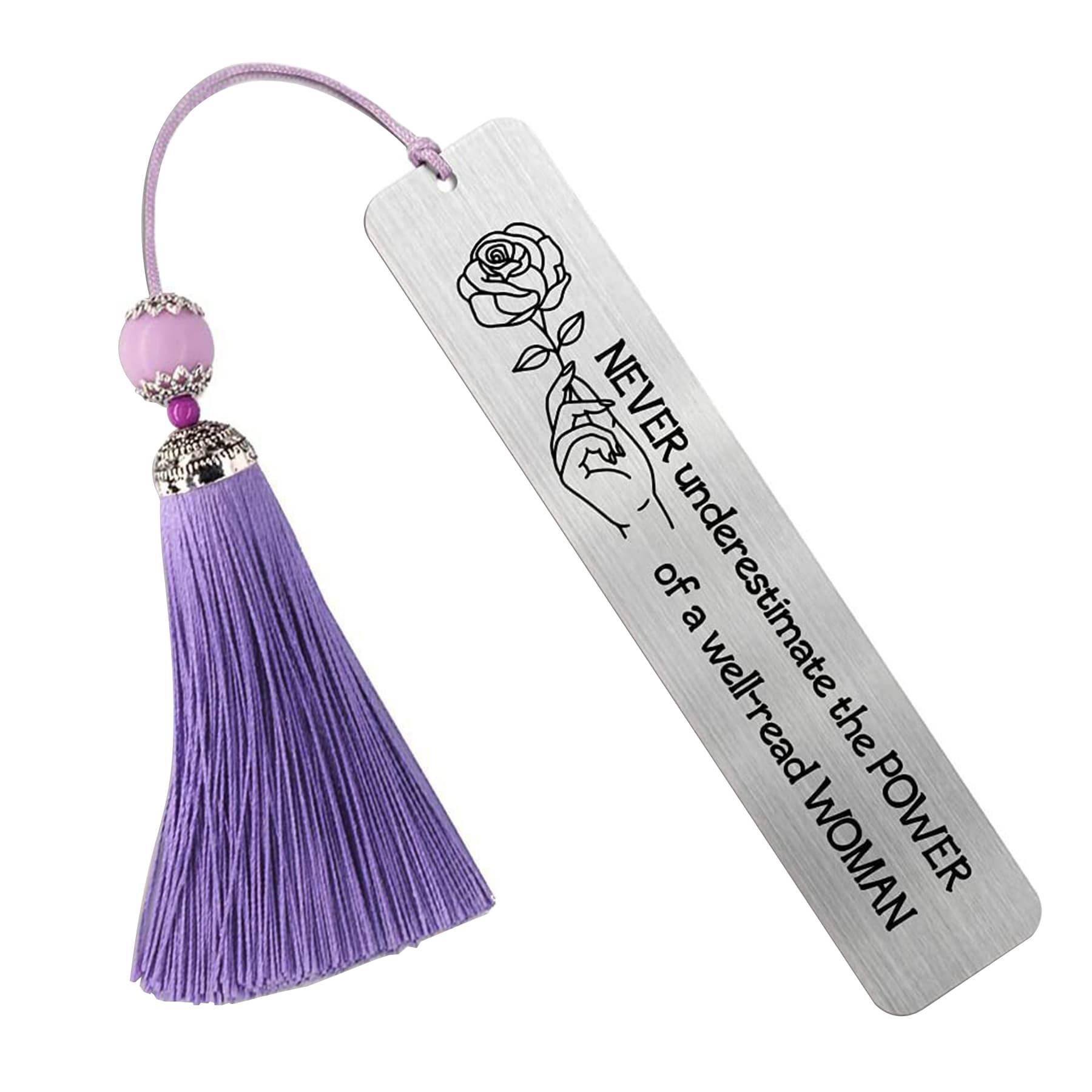 Rectangle Stainless Steel Bookmark with Tassel thumbnail 3