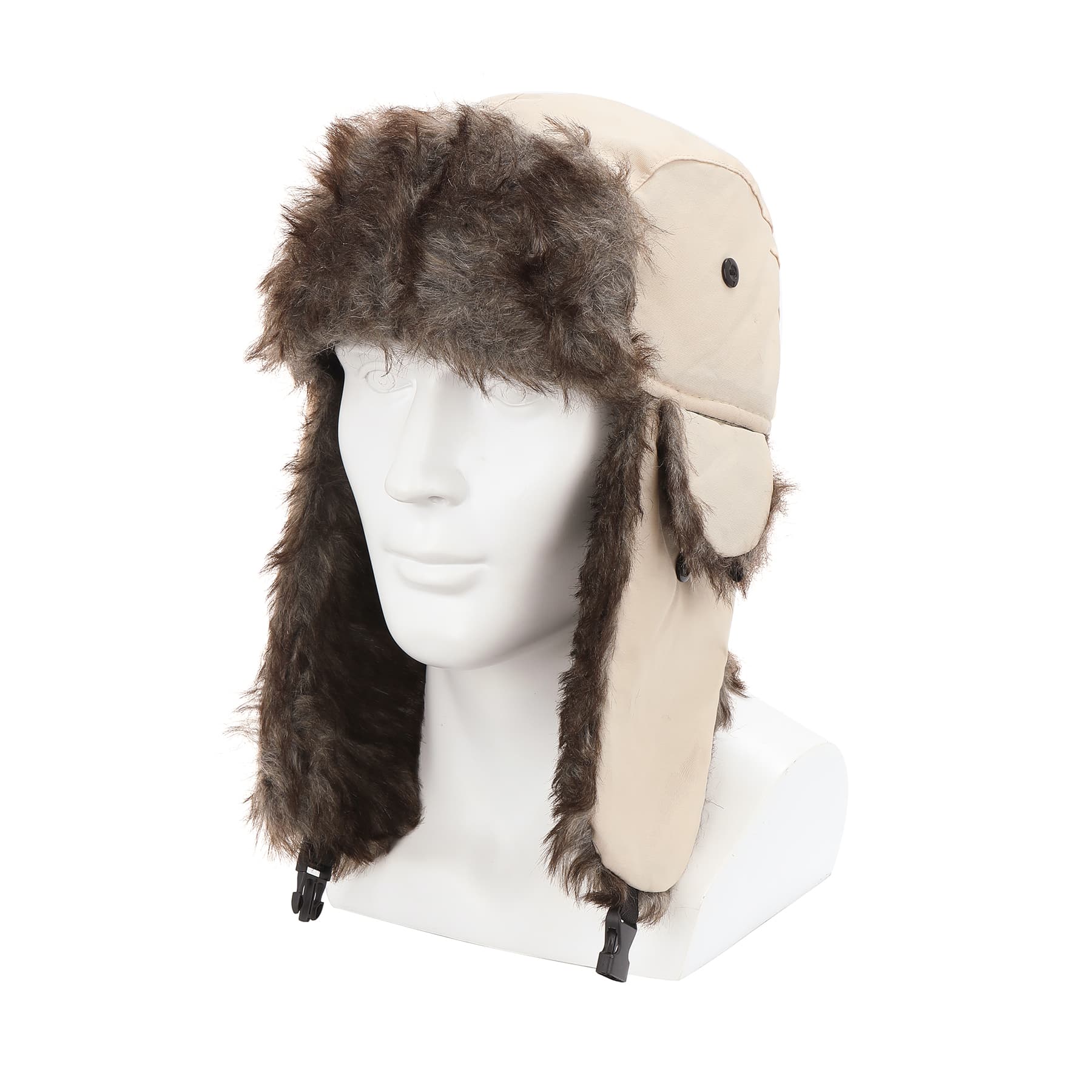 Winter Hat with Brim Warm Earflaps Faux Fur Baseball Cap thumbnail 2