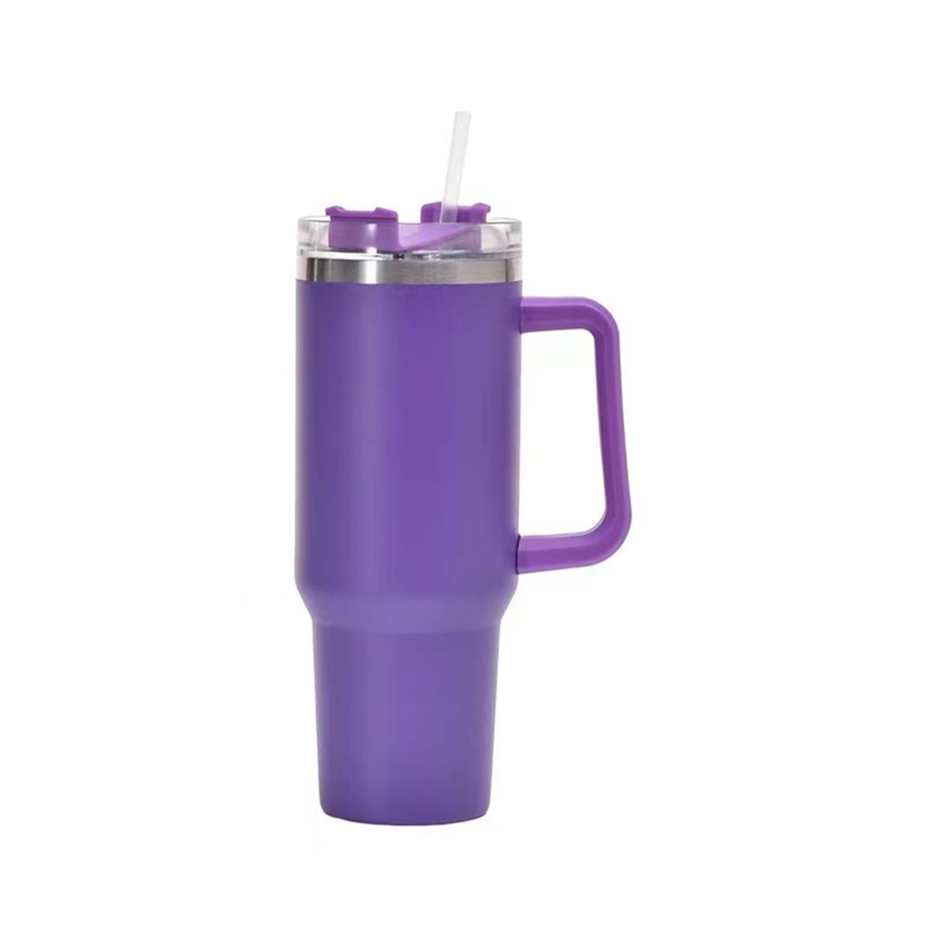 40Oz Custom Insulated Tumbler with Handle and Straw thumbnail 4