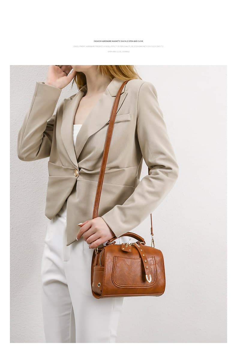 Pu Leather rivet Crossbody Bag for Women Offers Zipper thumbnail 2