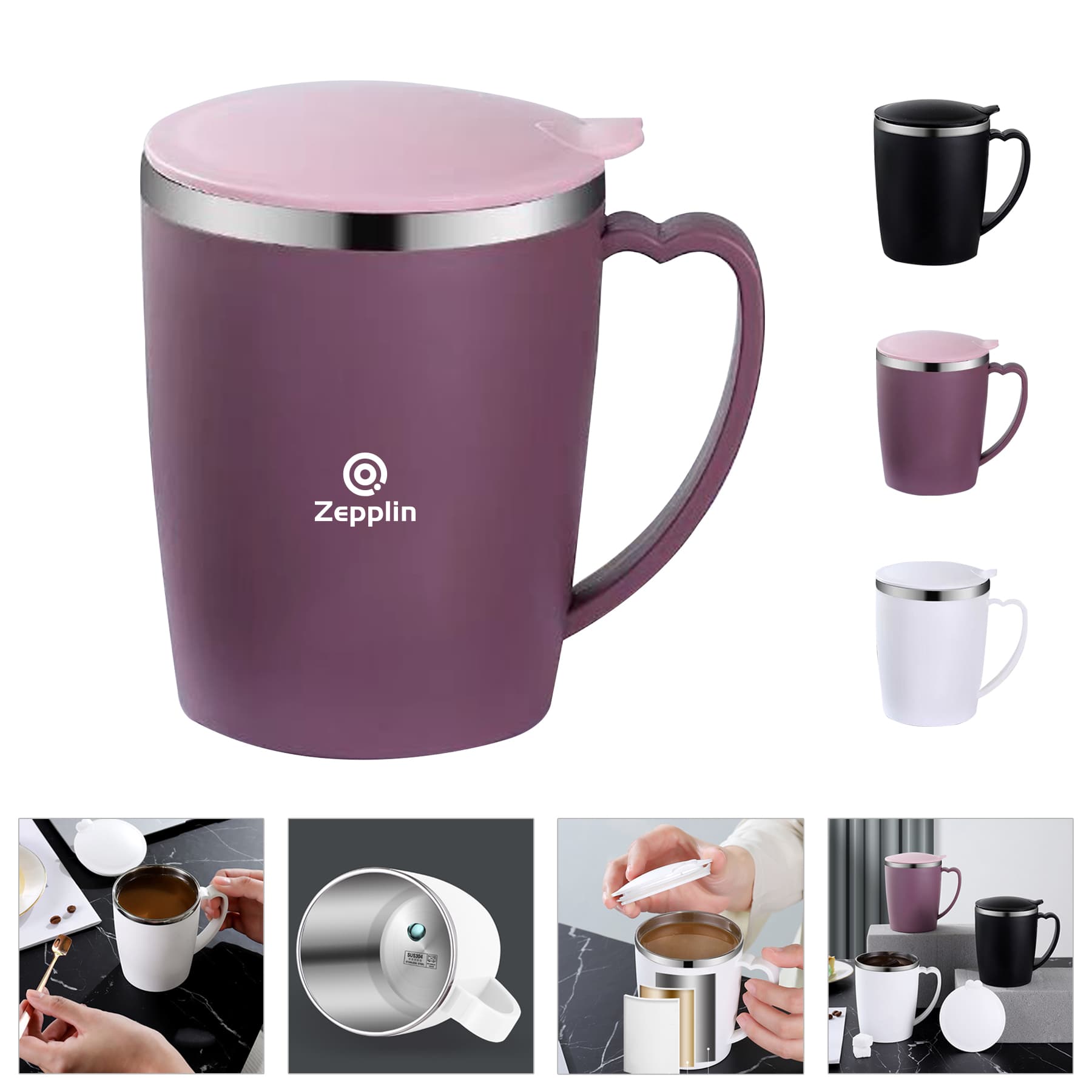Stainless Steel Insulated Eggshell Mug with Handle and Lid
