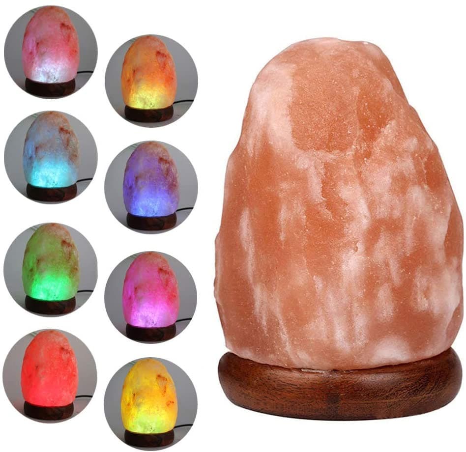 Natural Crystal Salt Lamp with Wood Base thumbnail 3
