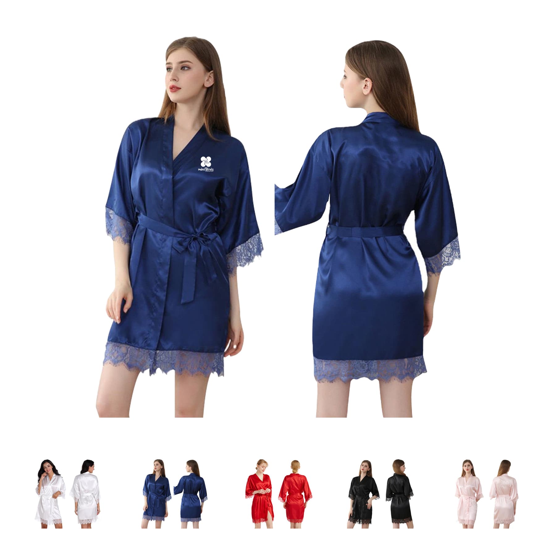 Women’s Satin Robe Lace Silk Kimono