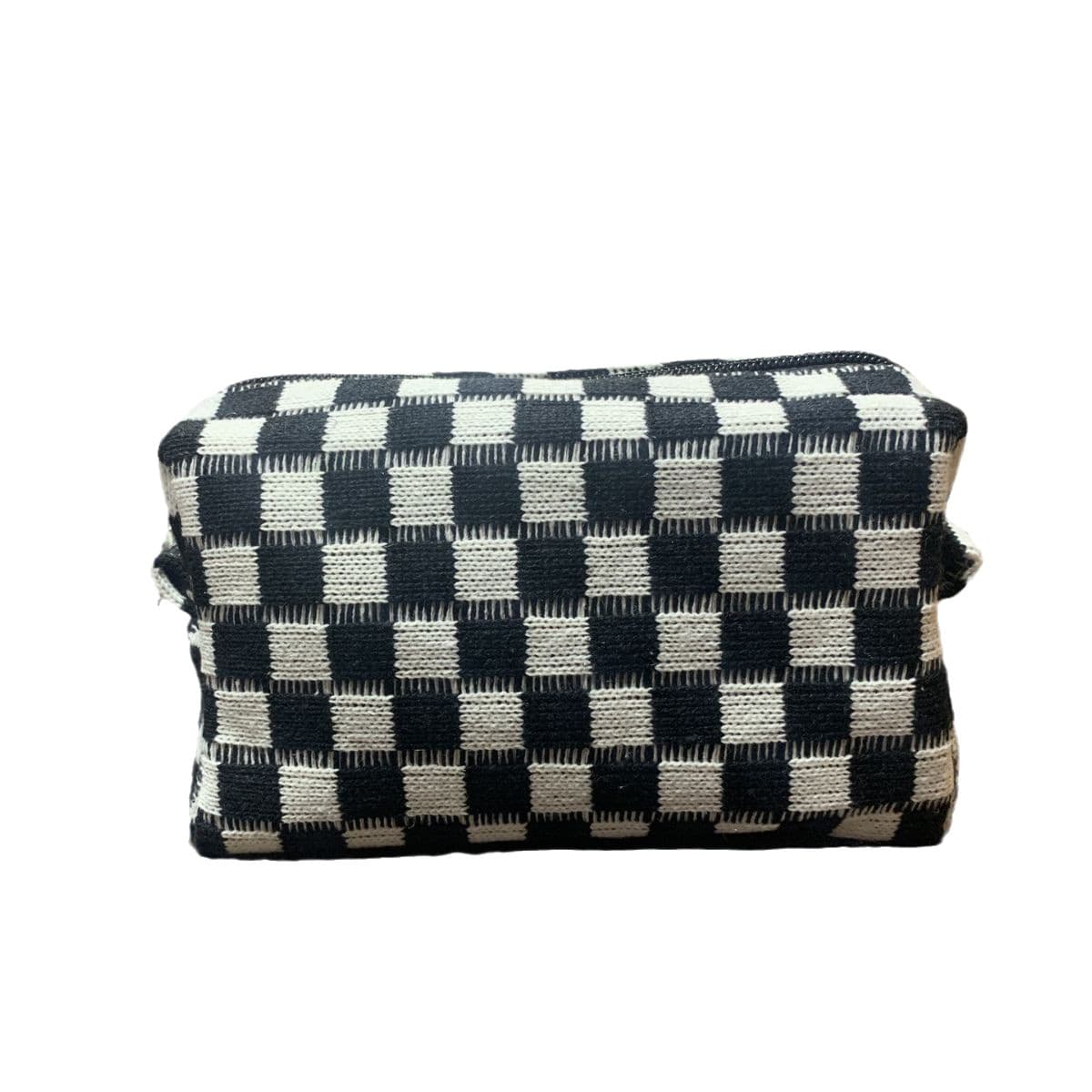 Wool Large Checkered Cosmetic Storage Bag with High Capacity thumbnail 7