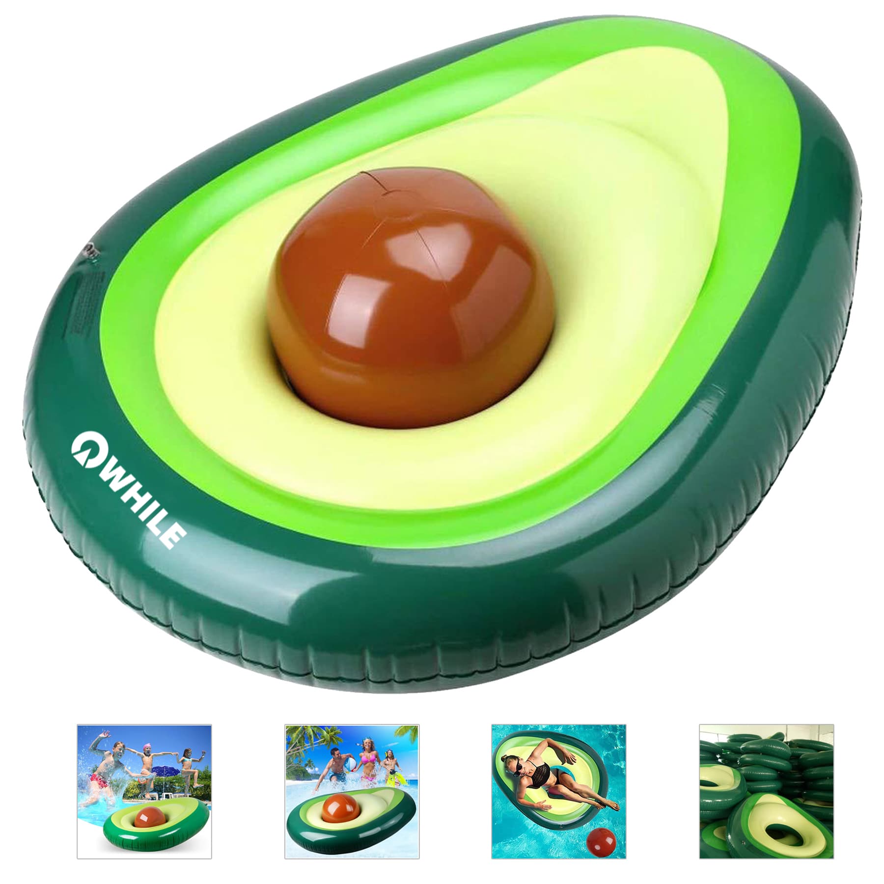 Inflatable avocado pool float With Ball