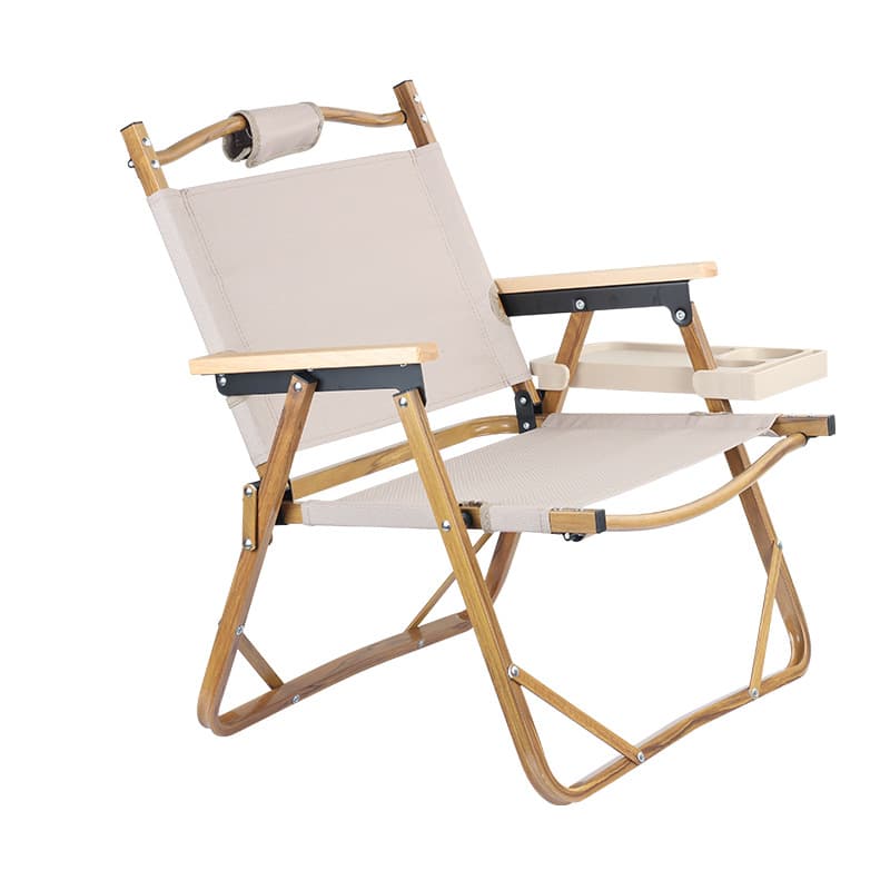 Beach Folding Chair With Wooden Handle And Shoulder Strap thumbnail 2