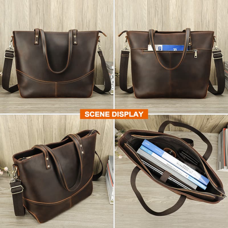 Genuine Leather Large handheld Laptop Cross-body Bag thumbnail 2